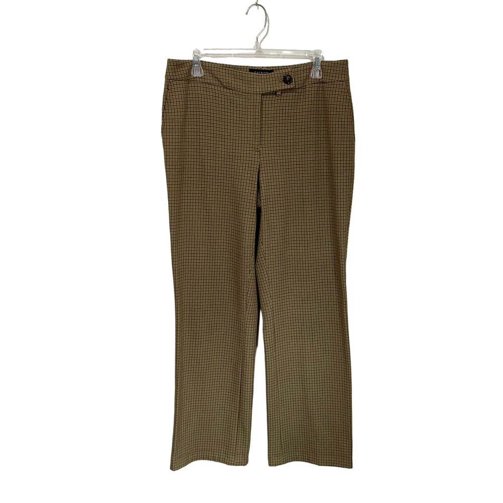 Talbots‎ Signature Bootcut Tan Plaid Trousers Sz 8 Preppy Workwear Classic